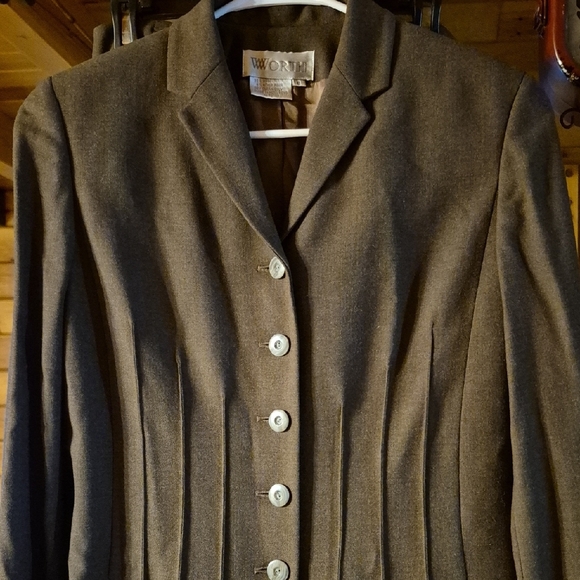 Worth Women's Dark Brown Blazer And Long Skirt Set - Picture 2 of 15